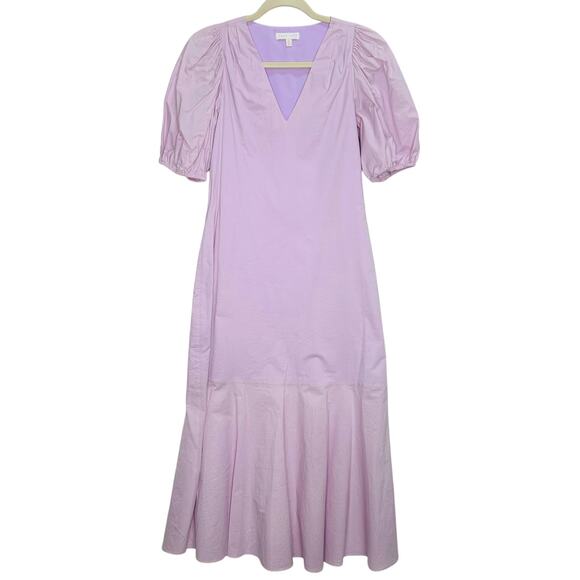 Anna Cate Myers Puff Sleeve Cotton Midi Dress in Periwinkle Purple | Size XS - Picture 2 of 5